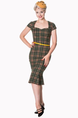 Poppy jurk Groen tartan Banned Apparel