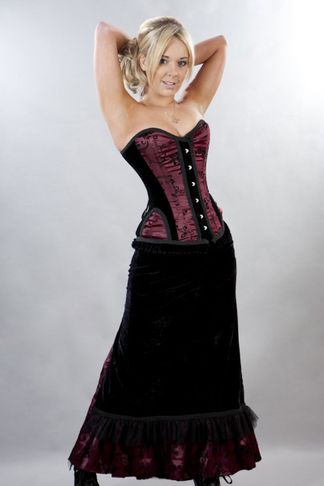 Burleska - Morgana long skirt burgundy satin flock