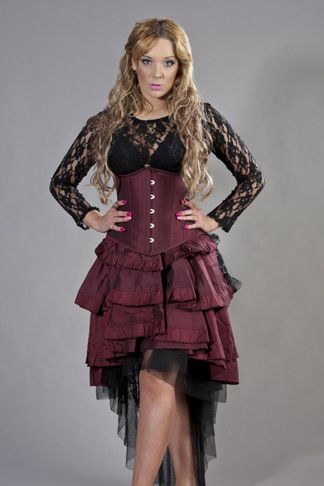 Burleska - Ophelie long skirt burgundy taffeta