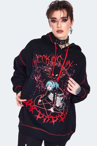 red contrast checking in hoodie