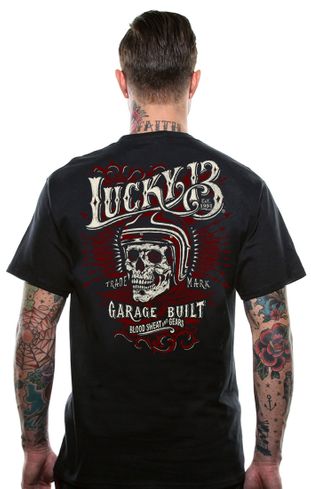 Lucky13 skull built t shirt american apparel