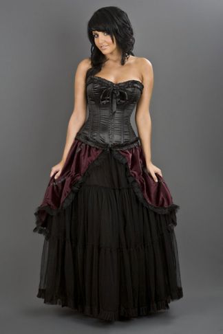 Burleska - Victorian long skirt burgundy velvet - Gothic Skirt