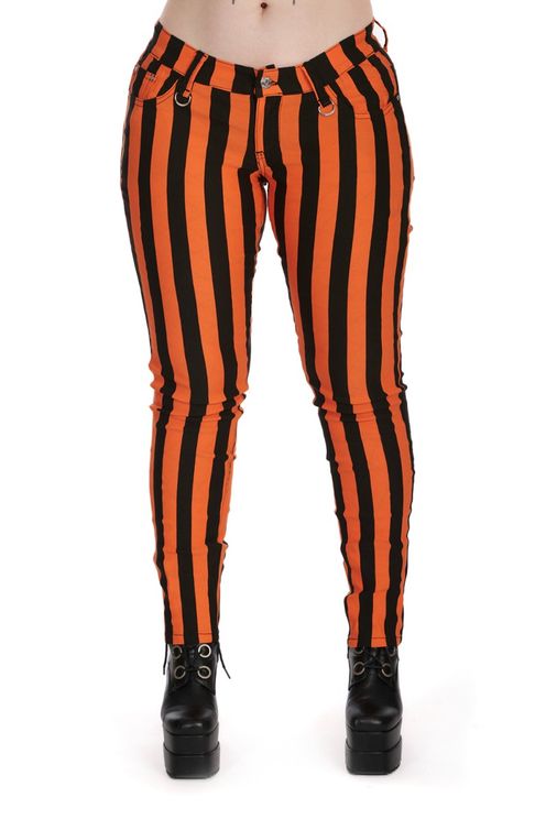 Forever yours striped stretch broek zwart/oranje - Babashope - 3