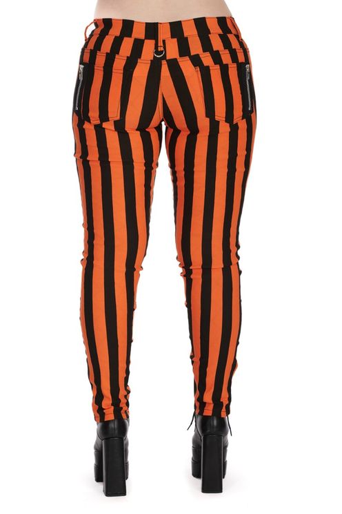 Forever yours striped stretch broek zwart/oranje - Babashope - 3