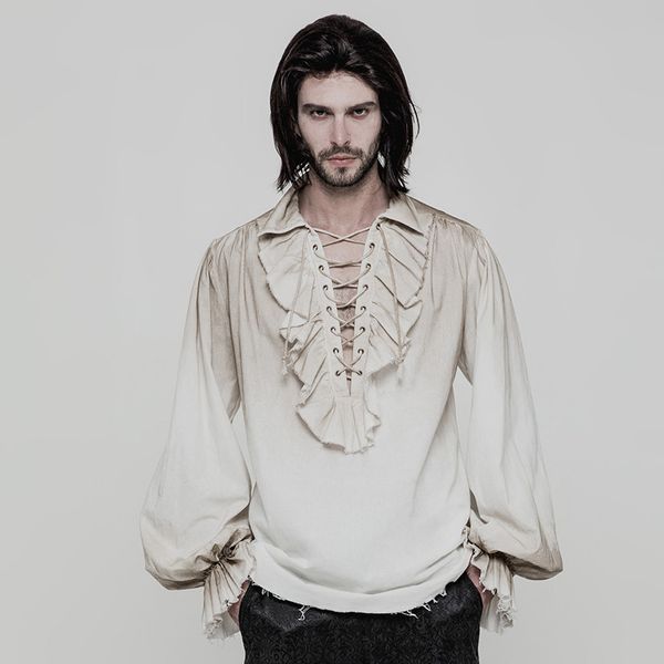 Steampunk men shirt off-white - Babashope - 2