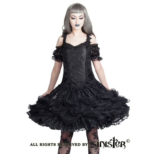 Online Metal, Punk & Rockabilly shop | Babashop | Cecile Lolita gothic mini jurk zwart