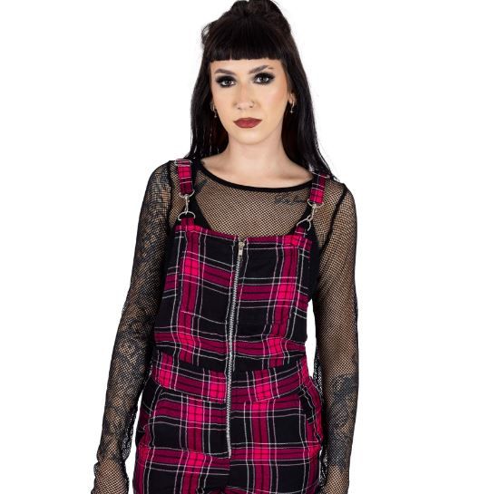 Asha dungarees dark pink check - Babashope - 5