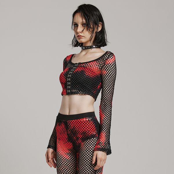 Tie-dye mesh top blk/red - Babashope - 6