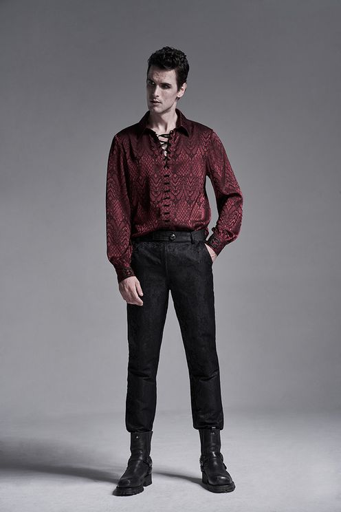 Gothic red jacquard shirt - Babashope - 6