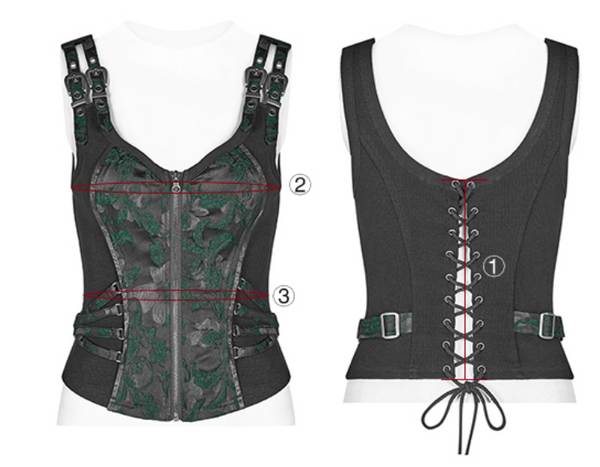 Steampunk jacquard corset top groen - Babashope - 6