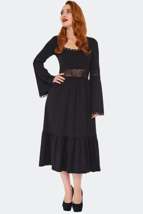 Spider Web Long Sleeve Dress - Babashope - 5