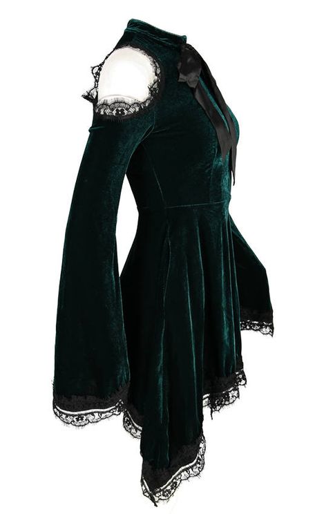 Green gaya velvet dress met strik & zijzakken - Babashope - 6