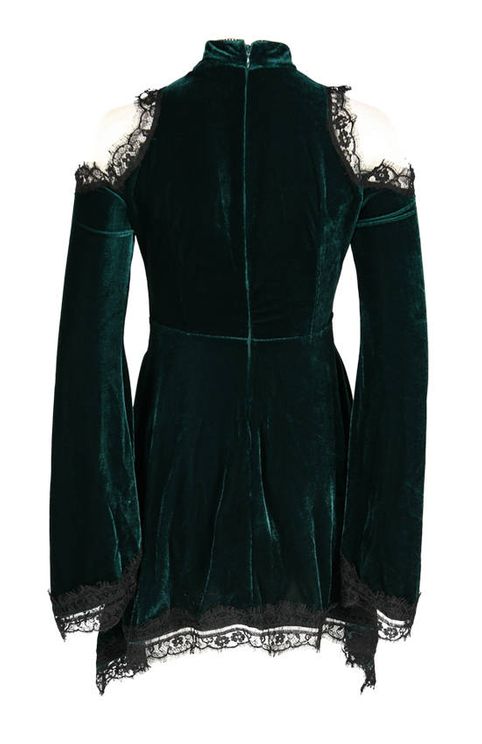 Green gaya velvet dress met strik & zijzakken - Babashope - 6