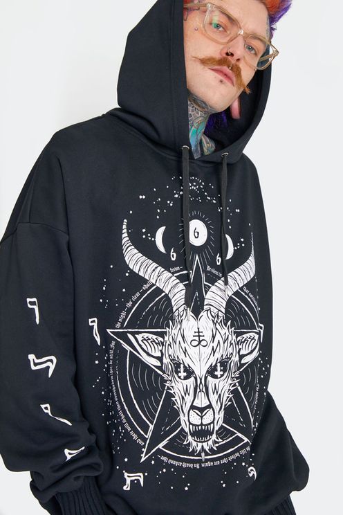 Jawbreaker Baphomet Print Oversized Hoodie - Babashope - 6