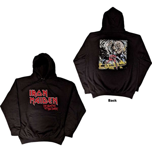 Iron maiden number of the beast vintage logo faded edged album (backprint) Hooded sweater - Babashope - 3