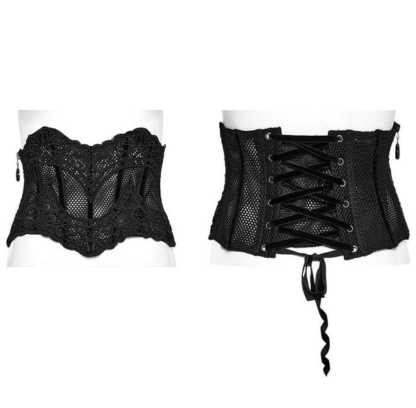 Punkrave floral geborduurde mesh onderborst corset - Babashope - 8