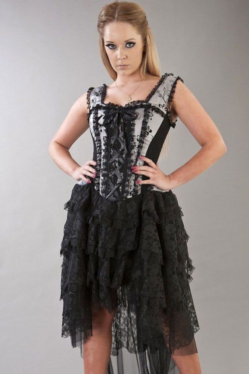 Af en toe Chemie tyfoon Online Metal, Gothic, Punk & Rockabilly shop | Babashop | Ophelie victorian  gothic corset dress in silver satin flock