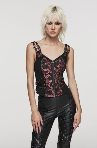 Red brokaat corset top - Babashope - 5