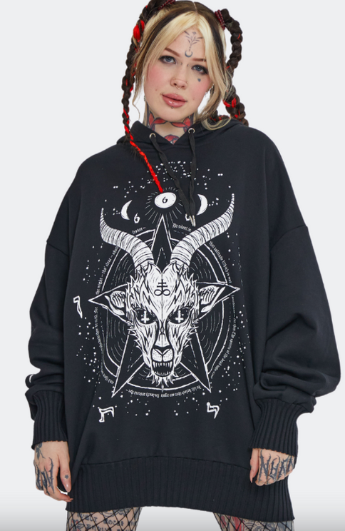 Jawbreaker Baphomet Print Oversized Hoodie - Babashope - 6