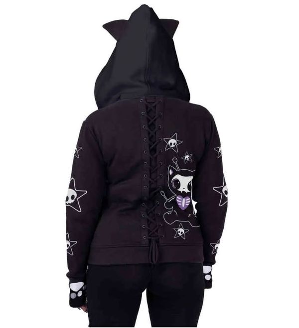 Cup cake cult skeleton cat hoodie - Babashope - 2