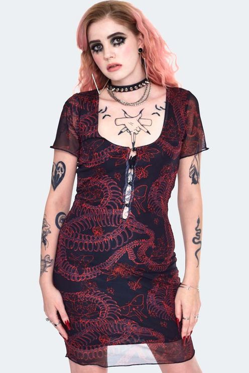 Jawbreaker Snake Skeleton Mini Dress - Babashope - 5